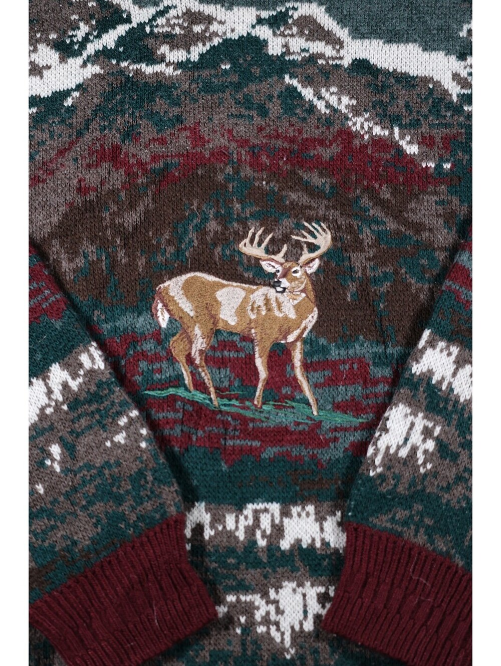 Jordache Vintage Wool Blend Sweater with Deer Motif Size Large